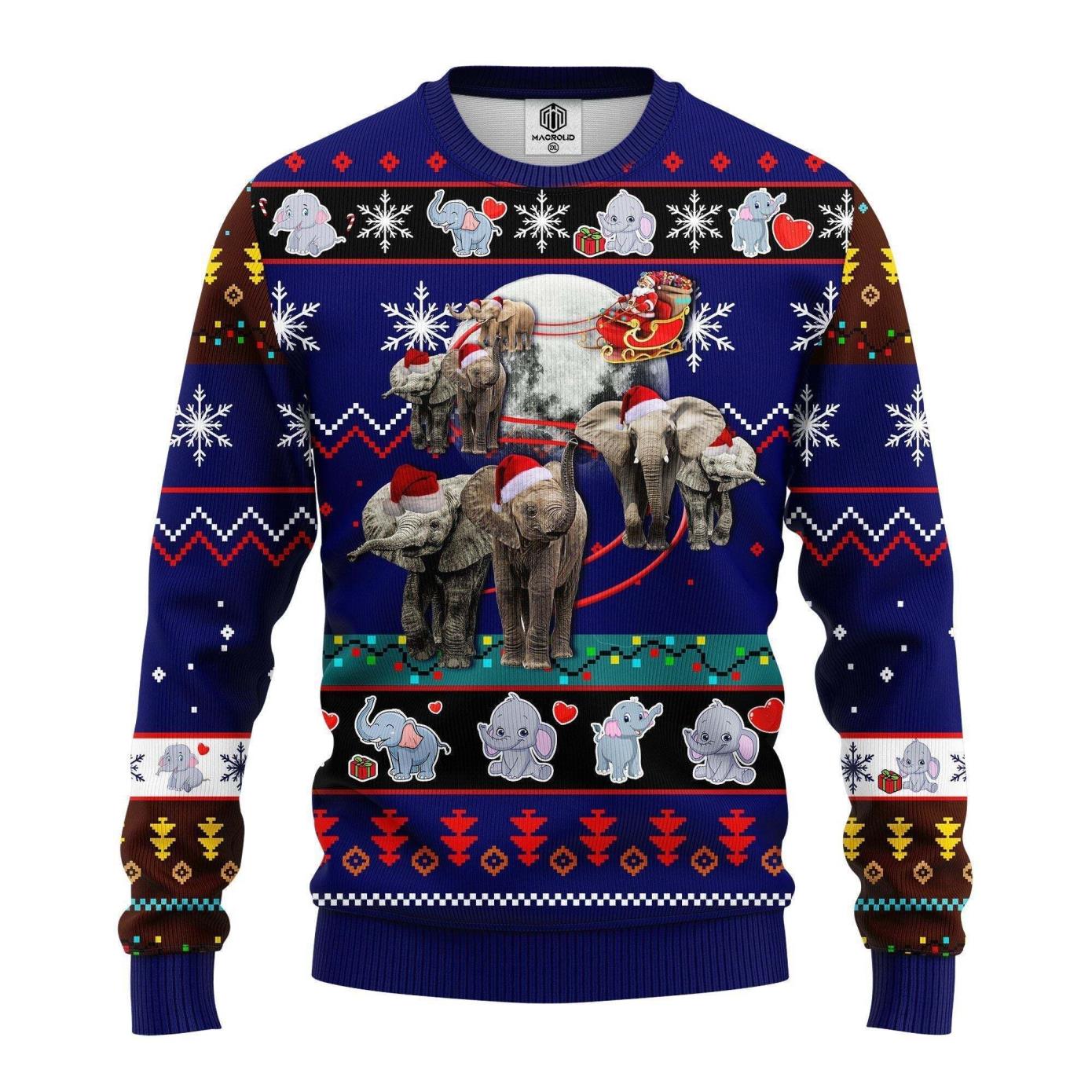 Elephant Noel Ugly Christmas Sweater Product Photo 1