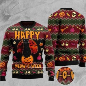 Halloween Happy Cat Ugly Christmas Sweater Product Photo 1